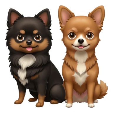 black fluffy pomeranian with a brown chihuahua (2 dogs) sticker