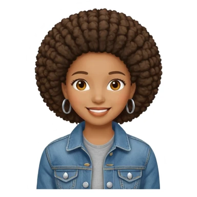 afro girl in jean jacket sticker