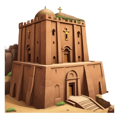 Create the rock hewn Church of Saint George in Lalibela, Ethiopia into an iOS style emoji. Make it HD and precise. sticker