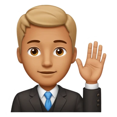 un homme qui secoue ses mains sous son menton sticker