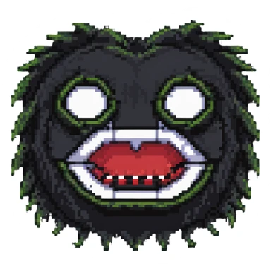 horror sackface with jagged stitched mouth and one eye sticker