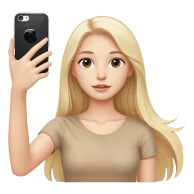  beautiful pale blonde girl with long hair taking selfie in beige top sticker