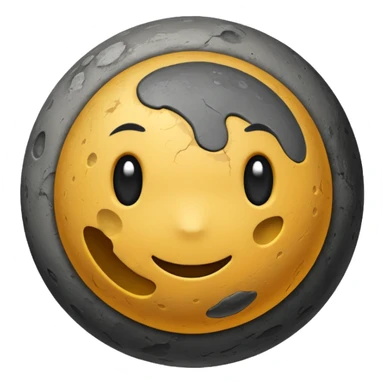 planet Mercury as a round, rocky gray ball with a slightly uneven stony surface and soft transitions between light and dark gray areas, emoji style sticker