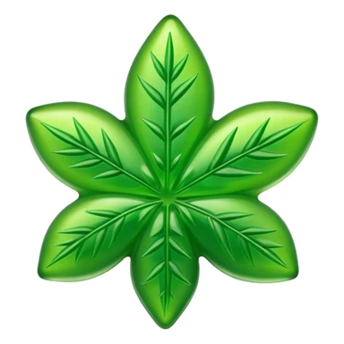 generate an emoji-style image of a gusher gummy shaped like a marijuana flower sticker