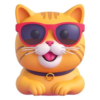 cat wearing sunglasses, fun and vibrant 3D emoji style sticker