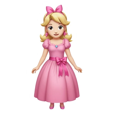 Princess peach full body with a pink ribbon tied to her hair sticker