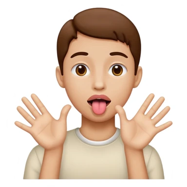 face with tongue out with hands to the side  sticker