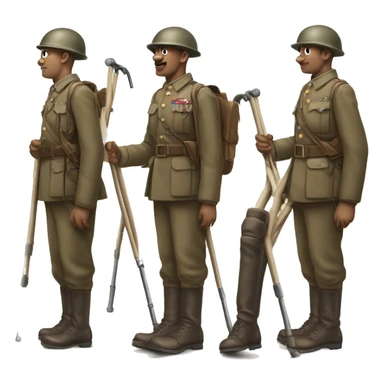 disabled ww1 soldie with amputation on crutches sticker