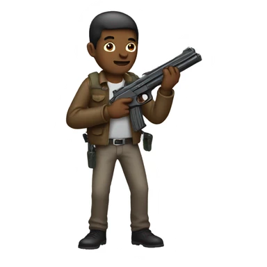 Man holding toy gun sticker