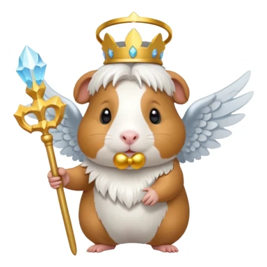 a guinea pig with angel wings and a scepter sticker