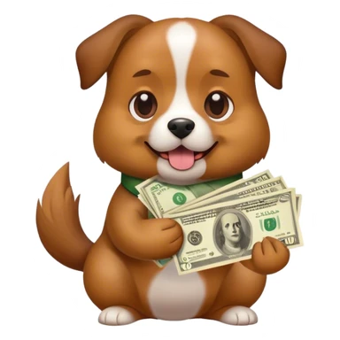 Dog with money sticker