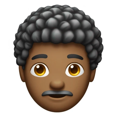 Créer l'émoji d'un homme peau mate, dégradé cheveux afro, visage en diamond. Duvet et bouc, bras croisé. sticker