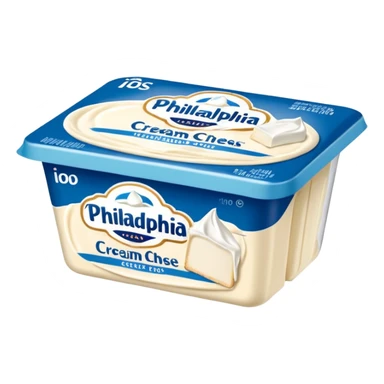 a block of PHILADELPHIA Cream Cheese with the packaging sticker