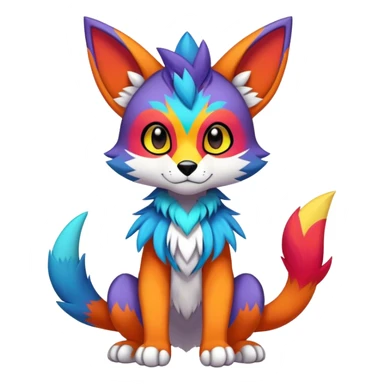 Edgy colorful anthro fursona Fakemon sticker