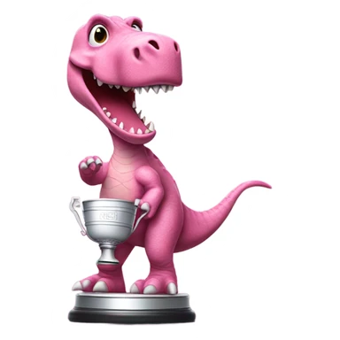 Pink dinosaur with a white Stanley cup sticker