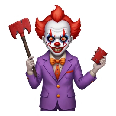demonic clown wearing a leisure suit with accessories sticker