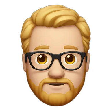 Memoji of a fat white guy that uses glasses and an earring brow hair and beard sticker