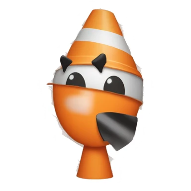 A guy with a orange traffic cone on his head that goes all the way down to his eyes  sticker