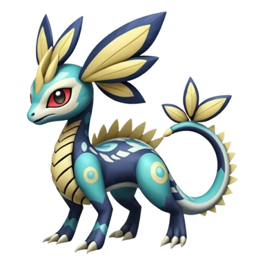 zig-zag-patterned tribal tropical hot spotted Meloetta-Dialga-Giratina-Silvally-Noibat-Pokémon-Fakémon-fusion-hybrid-creature sticker