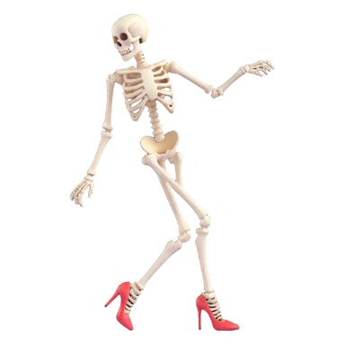fashionable skeleton in high heels striking a pose sticker