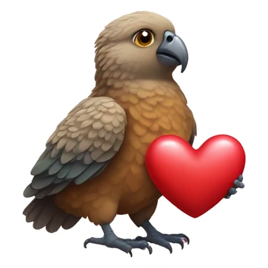 Kea bird holding heart sticker
