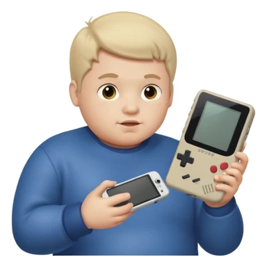 fat boy playing game boy sticker