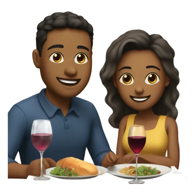 Young couple having dinner with wine at the table sticker