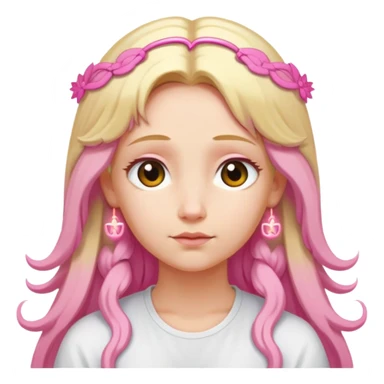 Blonde woman angel with long hair meditating with pink hair clips sticker