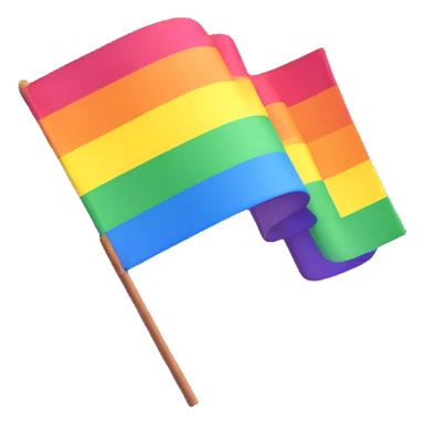3D emoji style pride flag waving with bright colors sticker