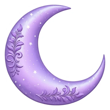 An aesthetic shiny glittering pastel purple lavender crescent damask moon sticker
