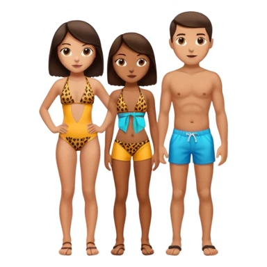 a girl wearing leopard print bikini standing with a boy wearing shorts both brunette sticker