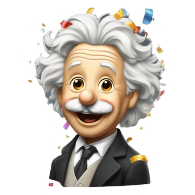 happy albert einstein with party hat confetti and confetti popper sticker