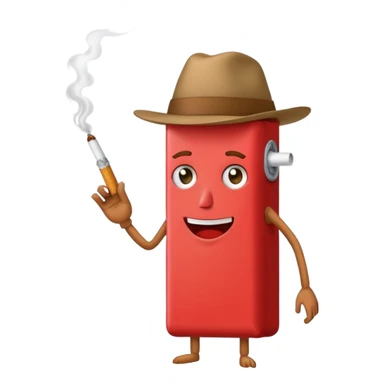 Red Tobacco pack with arms and legs smoking a cigarette  sticker