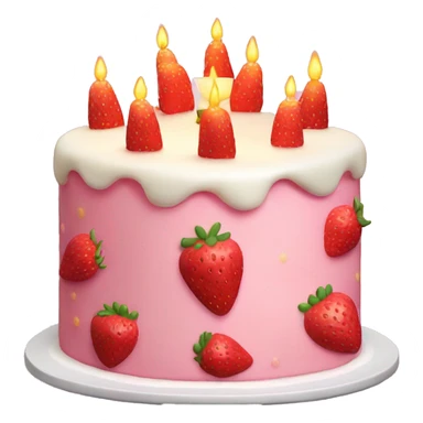 Pink strawberries and cream birthday cake with a candle sticker