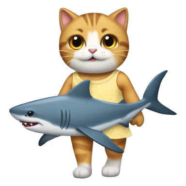 shark in a dress with a cat on his back  sticker