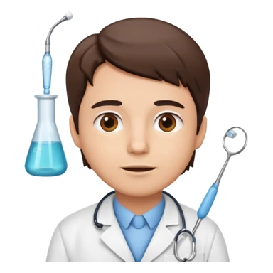 a dentist looking up, thinking sticker