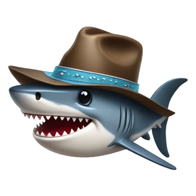 Shark with cowboy hat  sticker