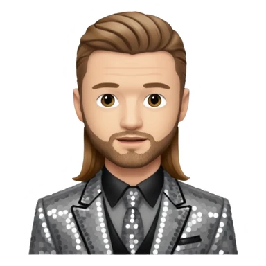 Justin Timberlake with long light brown hair, grey sequin tour outfit  sticker