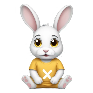 an anxious baby rabbit in t-shirt sticker