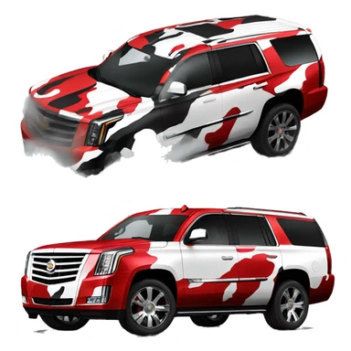  camouflage style red white and black, Cadillac Escalade sticker