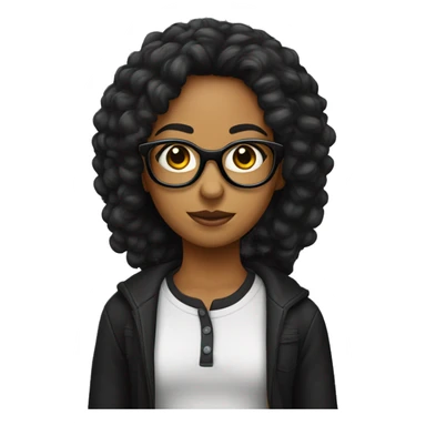 Chica pelo negro lacio con lentes ojos negros sticker