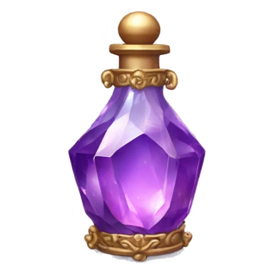 An ornate beautiful purple crystal vial containing a magical potion sticker
