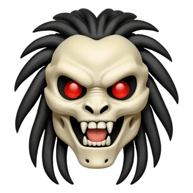 smiling bone predator from movie predator with rasta black hair sticker
