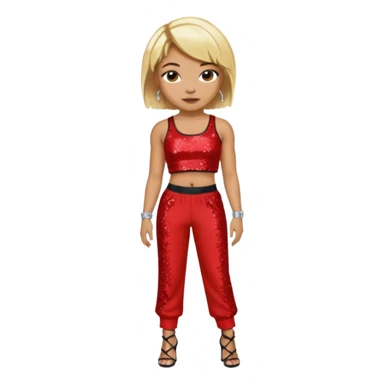 T Boz from TLC with short blonde hair, red sequin crop top and pants sticker