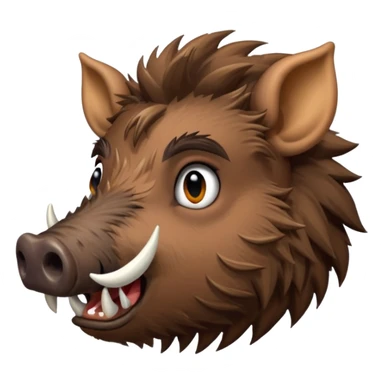 Wild boar face side view with more and more long tusks emoji realistic sticker
