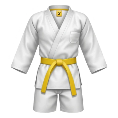 karate gi with a yellow belt sticker