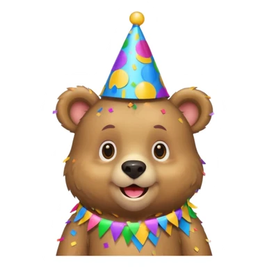 Partying bear cub with confetti  sticker