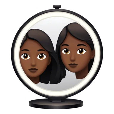 Un espejo con un brillo hipnótico en el centro de un espacio oscuro y una persona en silueta negra sticker