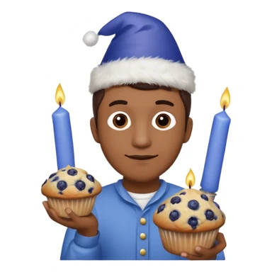 Blueberry Muffin celebrating birthday. Make sure it actually looks like a muffin with candles. Somebody holding it with party hat. Make it a man  sticker