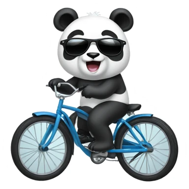 Panda bear wearing sunglasses riding a bike sticker
